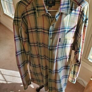 Chaps Ralph LAUREN Men's Beige Plaid Shirt 100% Cotton Flannel